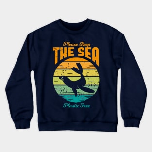 Please Keep the Sea Plastic Free - Retro Seal Crewneck Sweatshirt